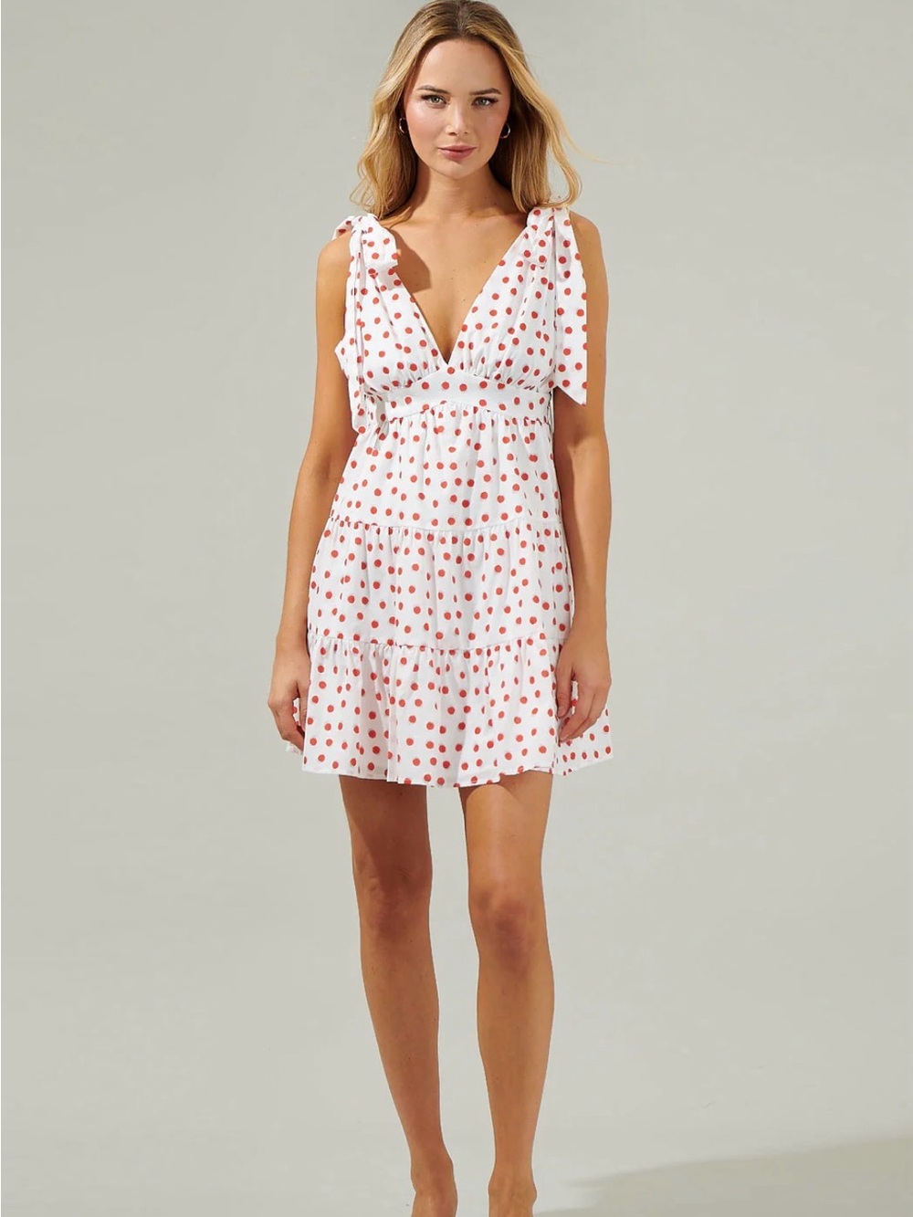 Sugarlips White Mini Dress with Red Polka Dots